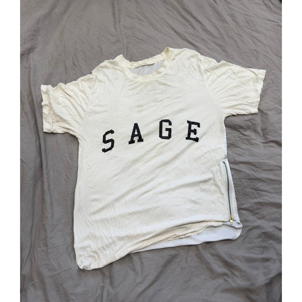 Sage Merked Lightweight Half Jersey Extra Long 99 T-Shirt with Side Zippers